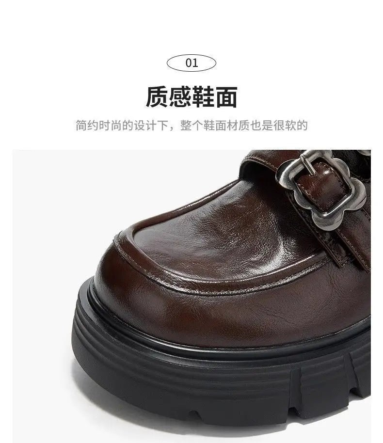 LBSFY -Women's High Heel Soft Leather Shoes Spring Thick Bottom Platform Mary Jane Shoes Retro Japanese Jk Uniform Lolita Shoes Women