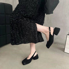 LBSFY  - Vintage Women Mary Jane Shoes Fashion Elegant Shallow Singbacks Mules Shoes Ladies Casual Outdoor Thick Heel Sandalias