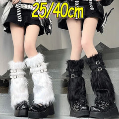 Lbsfy 1/2pairs Y2K Spicy Girls Imitation Rabbit Fur Grass Leg Covers Plush Thickened Velvet Subcultural Tubing Stacked Furry Leg