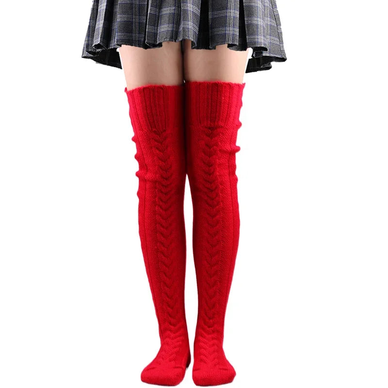 Lbsfy Cute Long Socks Lolita Leg Warmer Knitted Woollen Foot Warmer Stockings Autumn Winter Woman Knee-High Socks Leisure Loose Socks