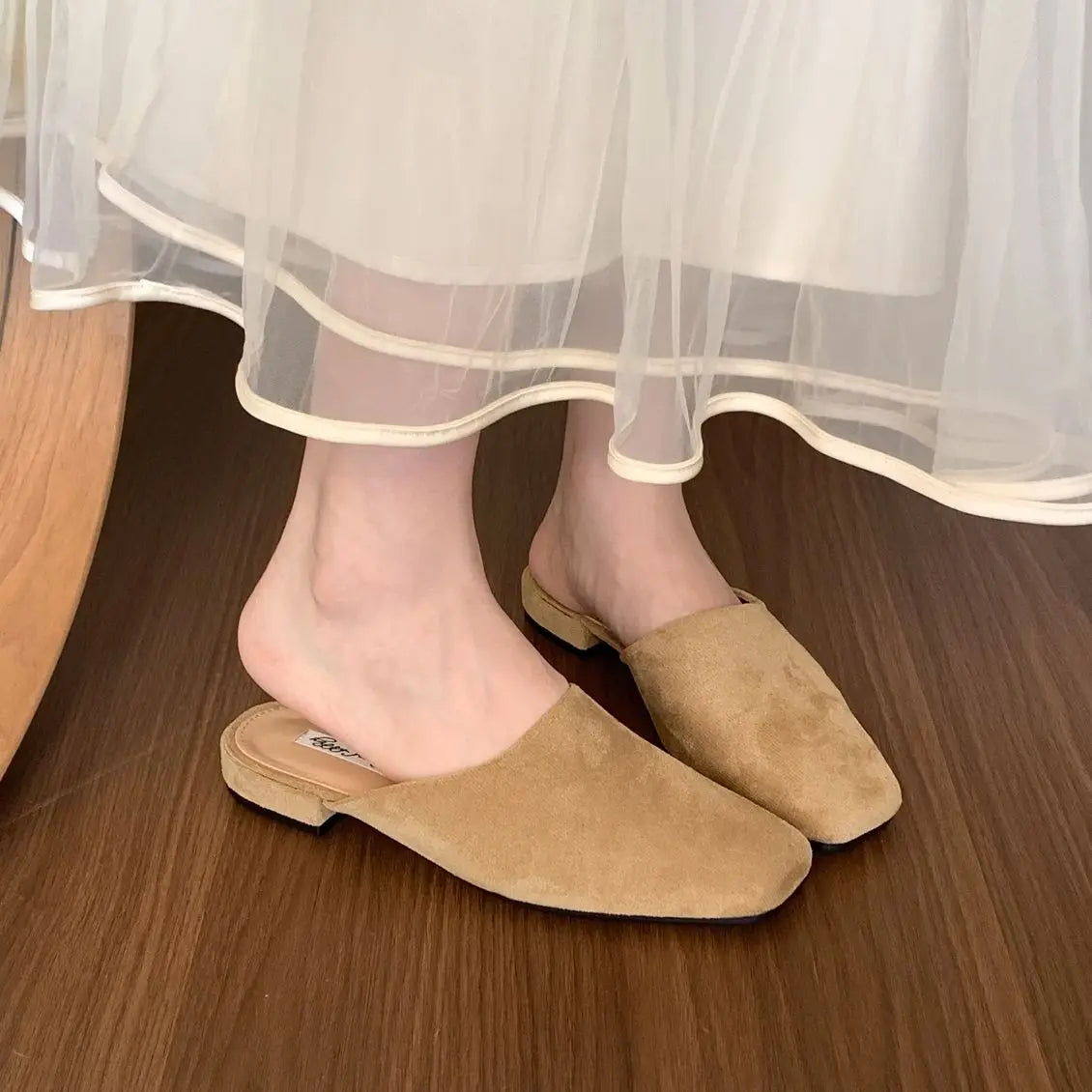 LBSFY -Brand Women Slippers Square-toed Muller Shoes Lady Luxury Low Heel Outdoor Slippers Summer Fashion All-Match Slides