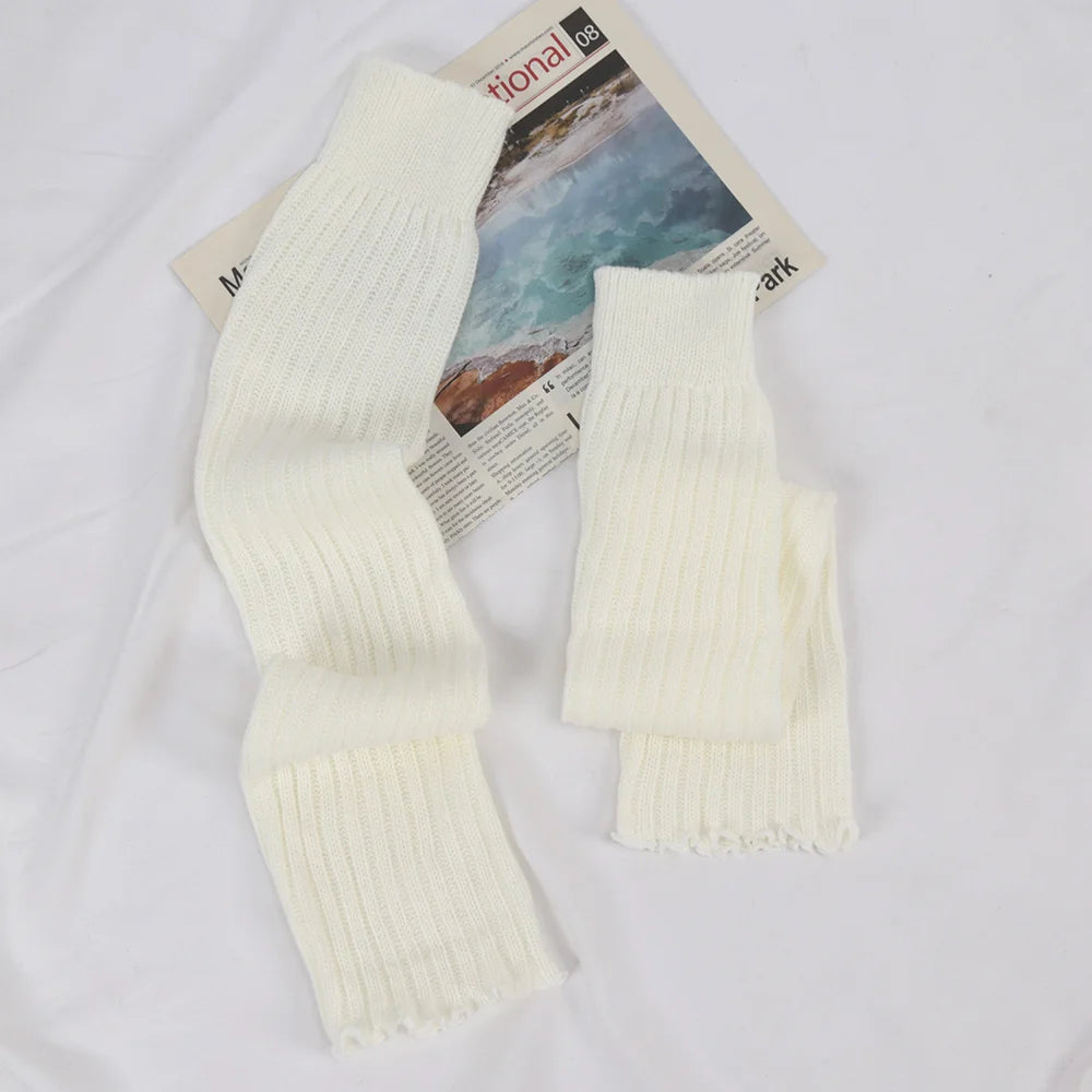 Lbsfy Autumn Winter Leg Warmers Women's Sweet Long Socks Wool Knitted Foot Cover Arm Warmer Y2K Crochet Boot Cuffs Loose Socks