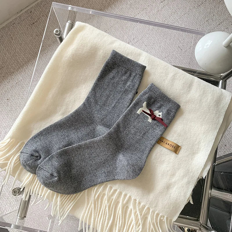 Lbsfy Women Socks Korean Style New Fashion Comfortable Casual Cute Socks Female Bow Kawaii Warm Loose Socks For Girls Cartoon Trendy
