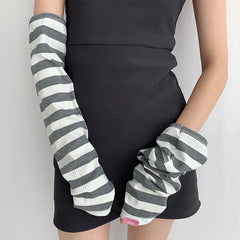 Lbsfy Women Striped Sunscreen Sleeve Summer Driving Riding Oversleeve Punk Gothic Fashion Loose Arm Warmer Outdoor Cuff Sleeve
