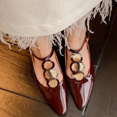 LBSFY  -  Trend Retro Women Flat Heel Shoes Fashion Summer Pointed Toe Ladies Elegant Dress Pumps Low Heel Mary Jane Shoes Footwear Mujer