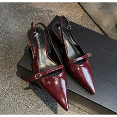 LBSFY -Pointed Toe Buckle Strap Ladies Sandals Solid Shallow Fashion Sexy Party Slingbacks 2025 Summer High Heeled Shoes Woman Pumps