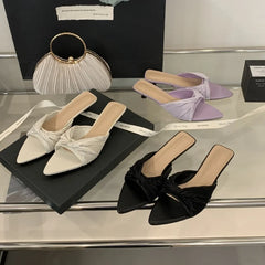 LBSFY -Women Outdoor Slippers High Heel Shoes Summer Footwear  Fashion Design Pointed Toe Ladies Slides Pumps Female Mule