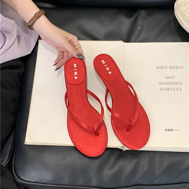 LBSFY -Summer New Brand Women Slipper Fashion Narrow Band Ladies Casual Slides Outdoor Dress Flat Heel Vacation Sandal
