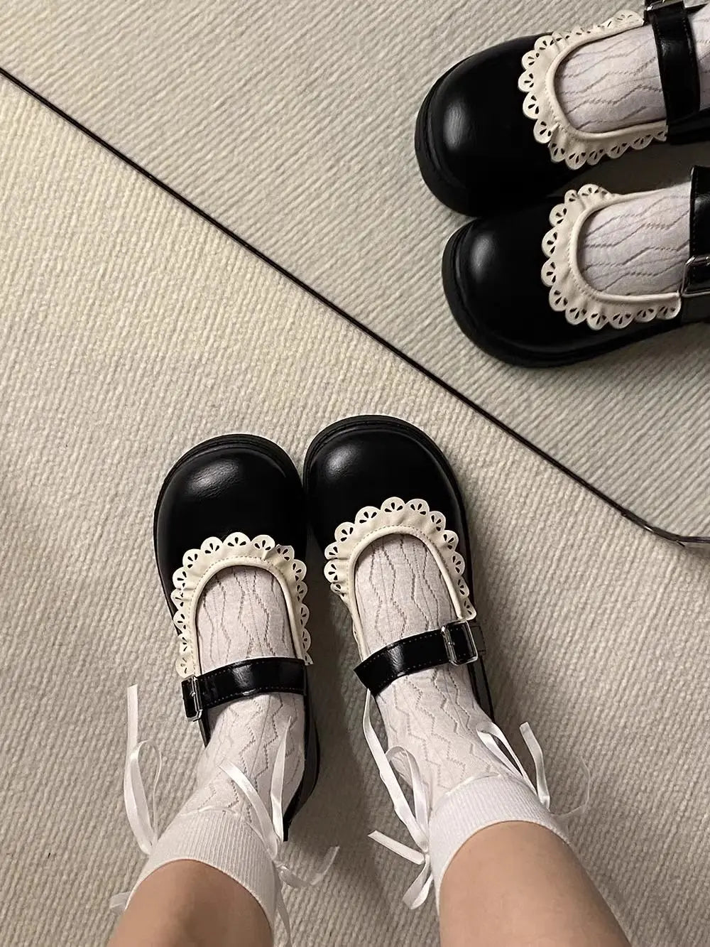LBSFY -Woman Pumps Gothic Shoes for Women Kawaii Mary Jane Evening Black Cute Low Heel Elegant Japanese Style Lolita Round Toe L Korean