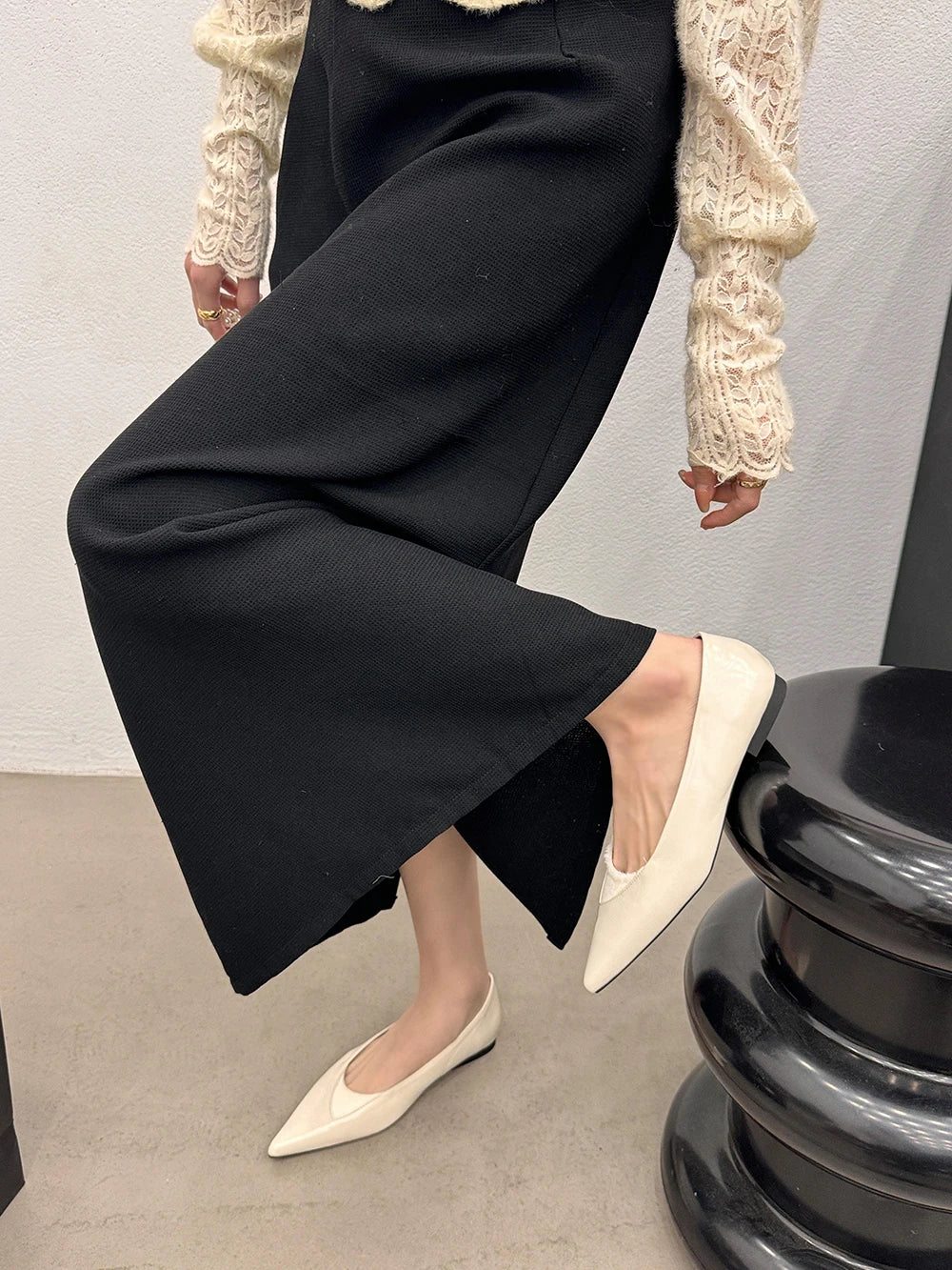 LBSFY  -  Pointed Toe Ladies Loafers 2024 New Arrivals Fashion Dress Shoes Black White Brown Shallow Slip On Casual Mules Shoes Woman 39