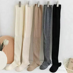Lbsfy Solid Color Thigh High Stockings Women Trendy Casual Over The Knee Female Long Socks Thermal Warm Cotton Tall Tube Leggings
