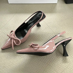 Lbsfy Pointed Toe High Heels Female Sandals Butterfly-Knot Elegant Office Shoes Ladies Sexy Fashion Slingbacks Dress Shoes Women