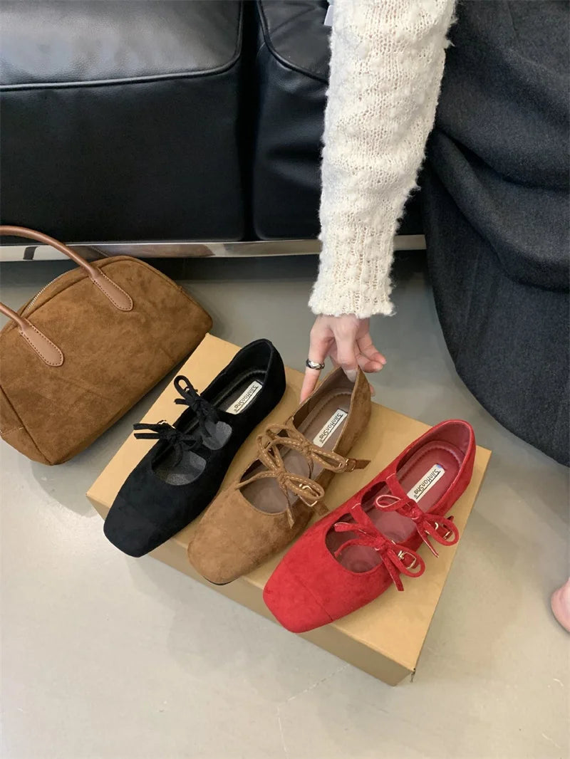 LBSFY  -  Women Ballet Flats Red 2025 New Summer Mary Janes Zapatos de Mujer Ballerina Shoes