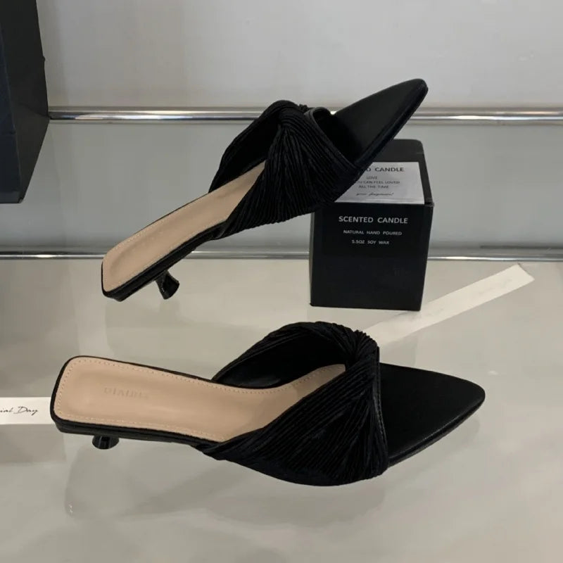 LBSFY -Women Outdoor Slippers High Heel Shoes Summer Footwear  Fashion Design Pointed Toe Ladies Slides Pumps Female Mule