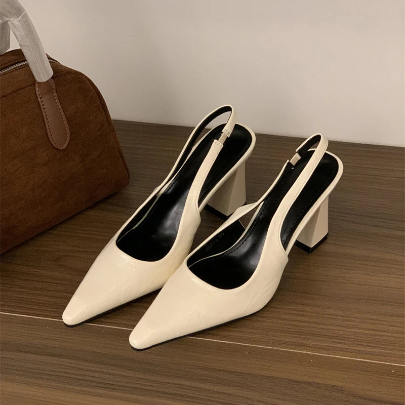 LBSFY  Summer Women's Thick Heel Sandals Fashion Cover Toe Slip On Shoes Design Style Party Dress Female Shoes