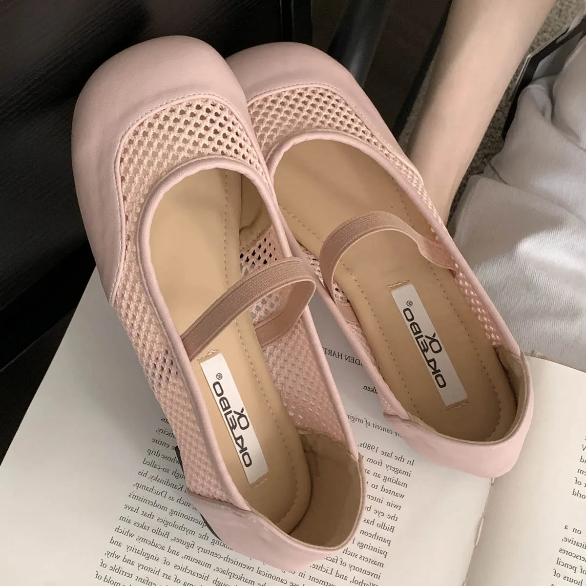 LBSFY -Spring Autumn Designer Elastic Band Mesh Women Ballet Flats Round Toe Casual Mules Shoes Zapatos De Mujer