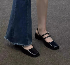 LBSFY - Retro Style Summer Thick Heel Women Sandals Fashion Square Toe Singbacks Shoes Ladies Elegant Party Dress Sandalias