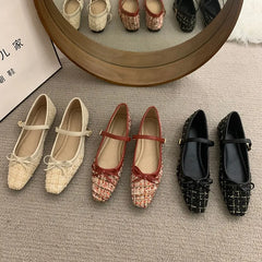 LBSFY -Elegant Loafers Shoes Spring Autumn Women Buckle Soft Sole Mary Jane Single Shoes Women Fashion Round Toe Granny Flats Shoes
