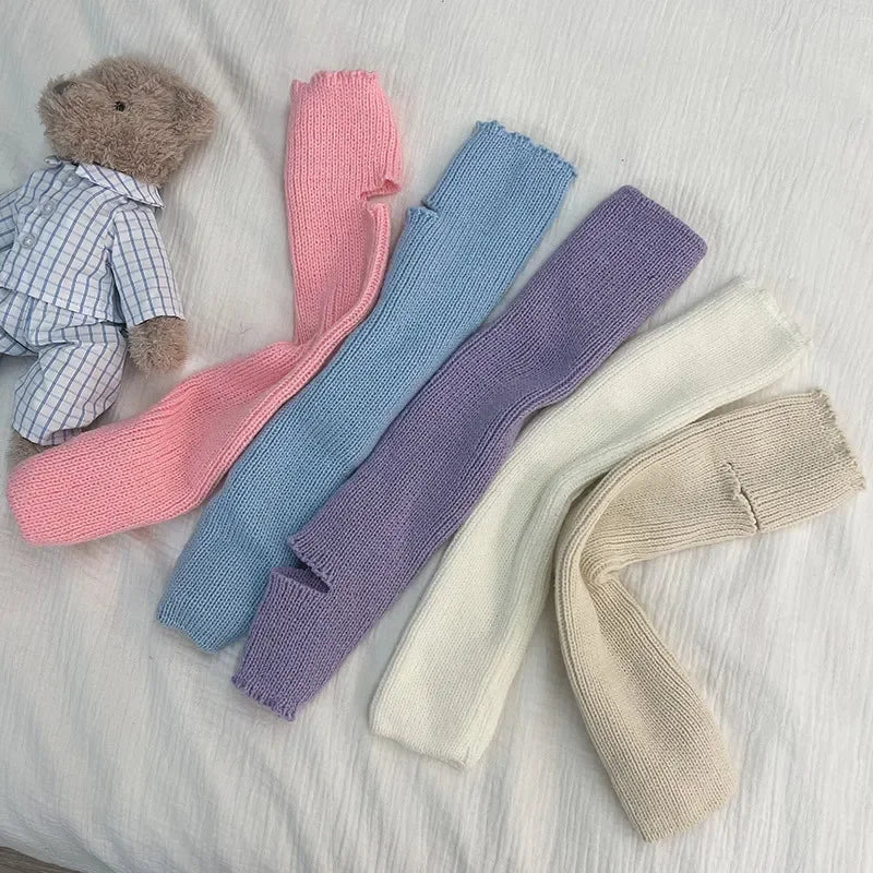 Lbsfy Y2K Leg Warmers Footstep Japanese Lolita Sock Cover Macaron Color Socks Knitted Foot Cover Women Socks Gothic Cuffs Ankle Warmer