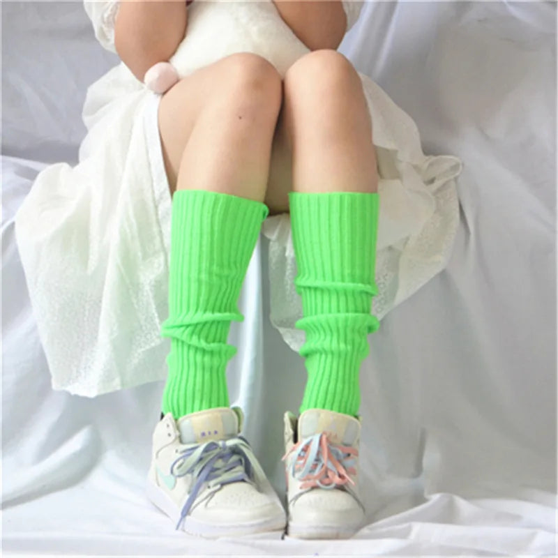 Lbsfy Candy Color Sweet Girl Leg Warmers NEW Korean Knitted Foot Cover Women Solid Color Autumn Winter Stylish Elastic Long Tube Sock
