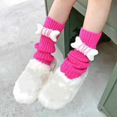 Lbsfy New Lovely Children Korean Lolita Style 27cm Leg Warmers Kids Knitted Warm Foot Cover for Girls Elastic Tube Socks Y2K Gloves