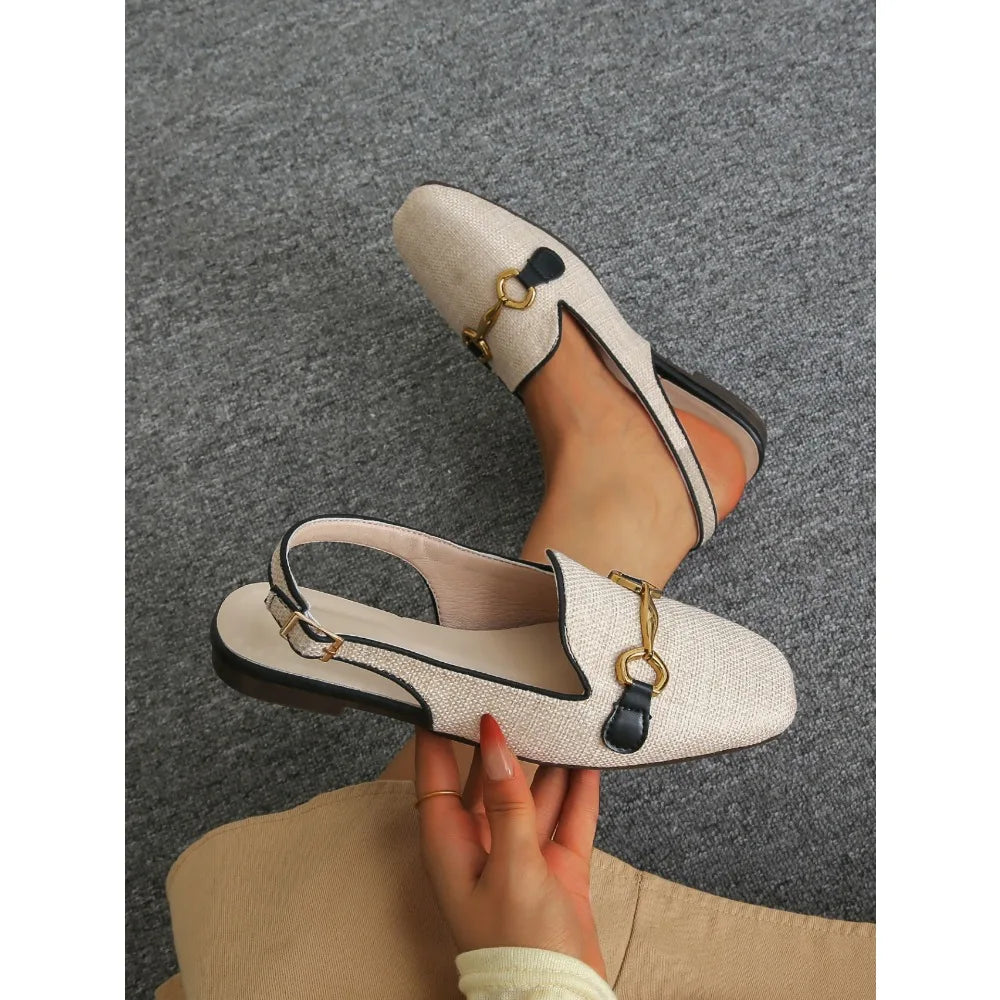 LBSFY -2026 Women Platform Sandals Anti-slip Closed Toe Metal Shoes Women Flat Outdoor Round Toe Wedge Sandals Women Sandalias De Mujer