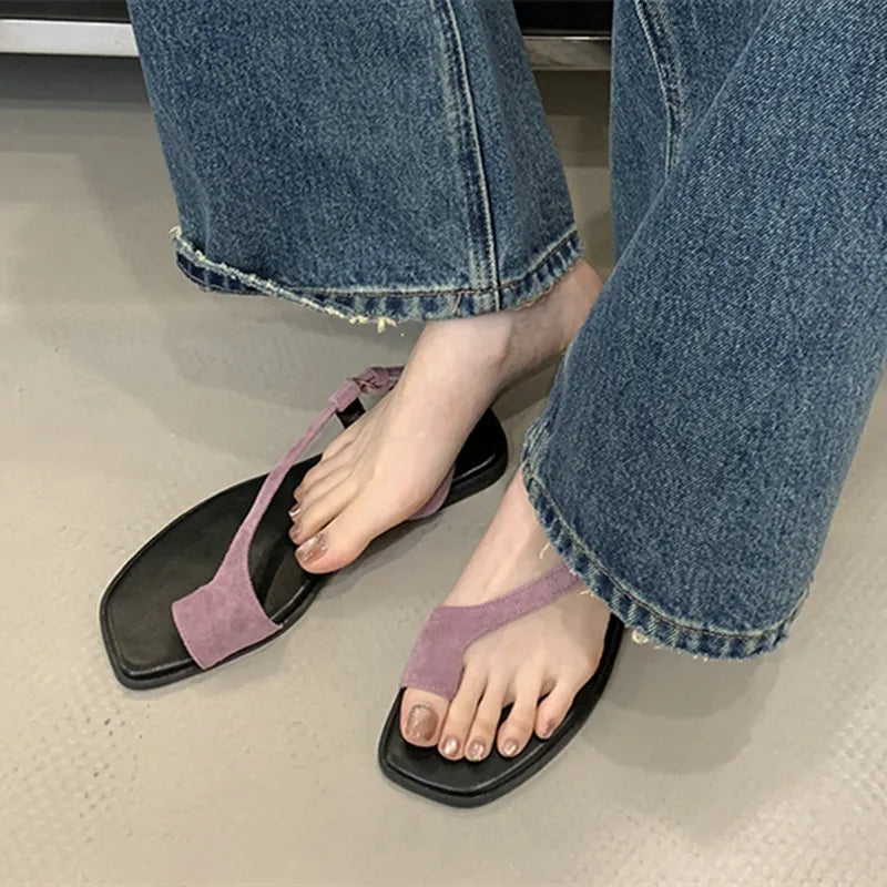 LBSFY  -Brand Design Women Flat Sandals Clip Toe Sandals Leisure Outside Beach Shoes Lady Fashion Summer Footwear Mujer