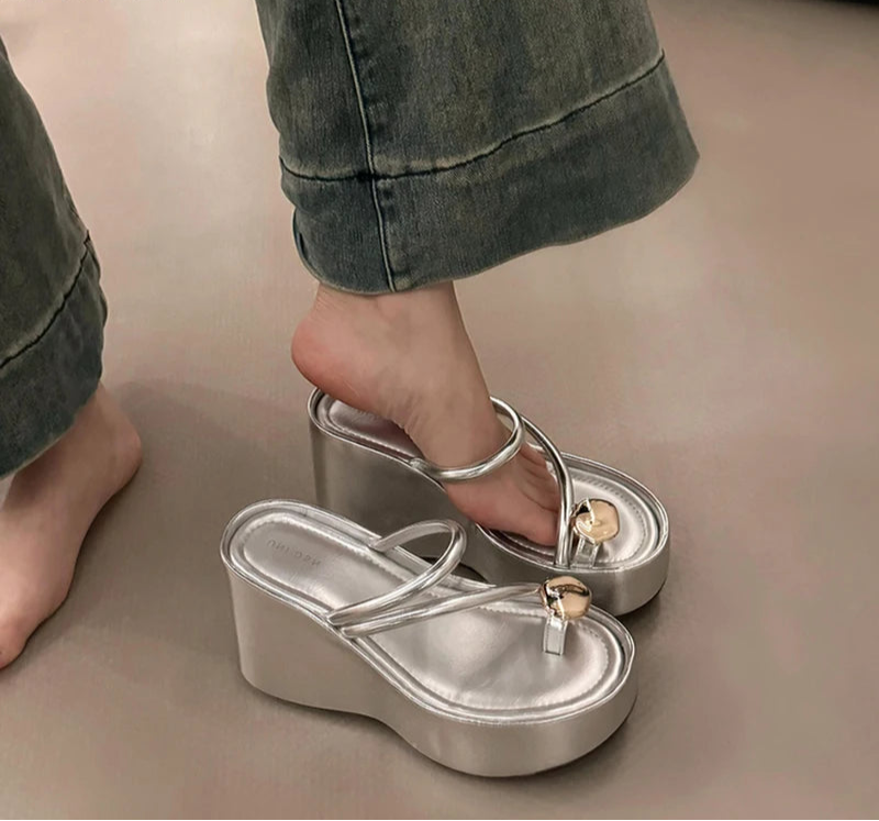 LBSFY - Summer Platform Wedges Heel Women Flip Flop Fashion Clip Toe Slippers Shoes Beach Vacation Female Slides