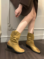 LBSFY  -  Clip Toe Women Ankle Boots Black Yellow Clip Toe Winter Autumn Chelsea Botas Flat Low Heels Winter Party Boots Woman Size 35-40