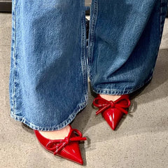 LBSFY  Summer High Heel Women Sandals Shoes Fashion Shallow Butterfly-knot Shoes Elegant Wedding Party Shoes