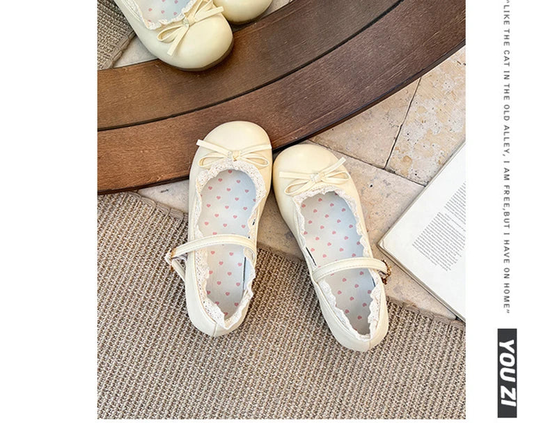 LBSFY -Spring New Butterfly-knot Women Flats Round Toe Shallow Ladies Casual Ballet Shoes Soft Leather Eelgant Dress Shoes