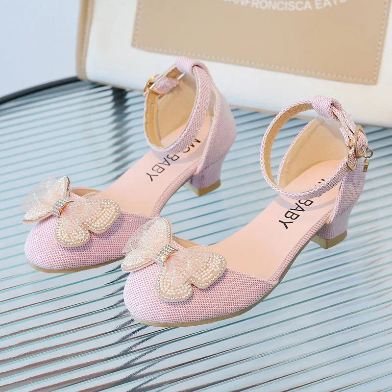 LBSFY -Lace Casual Stage Elegant Comfortable Fashion Spring and Summer Students Baby Girls Princess Cute Kids Bow Beaded Sandals