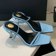 Lbsfy Fashion Thin Heels Sandals Women Open Toe  Ankle Strap High Heels Female Simple Elegant Designer Party Shoes Women Pumps