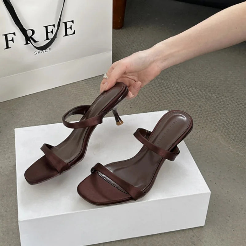 LBSFY  - Fashion Women Slippers Stiletto Open Toe High Heels Slippers Flip Flops Outdoor Slides Party Shoes Woman