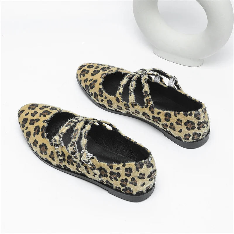 LBSFY  -   Women Ballet Flats Leopard Print Shoes Round Toe Plus Size 43 Ballerinas Zapatos Mujer