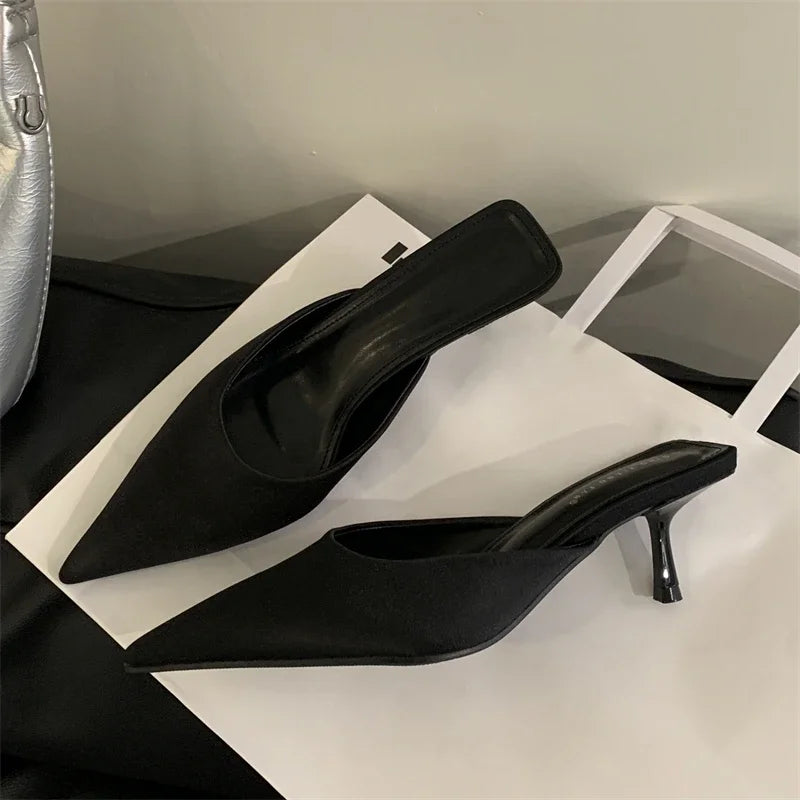 LBSFY -Spring New Leopard Print Women Slipper Pointed Toe Thin Low Heel Sandal Ladies Mules Shoes Zapatos Mujer