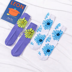 Lbsfy Women's Socks Spring Summer new two-color chrysanthemum leisure socks breathable tide socks cotton socks Fashion Socks Wholesale