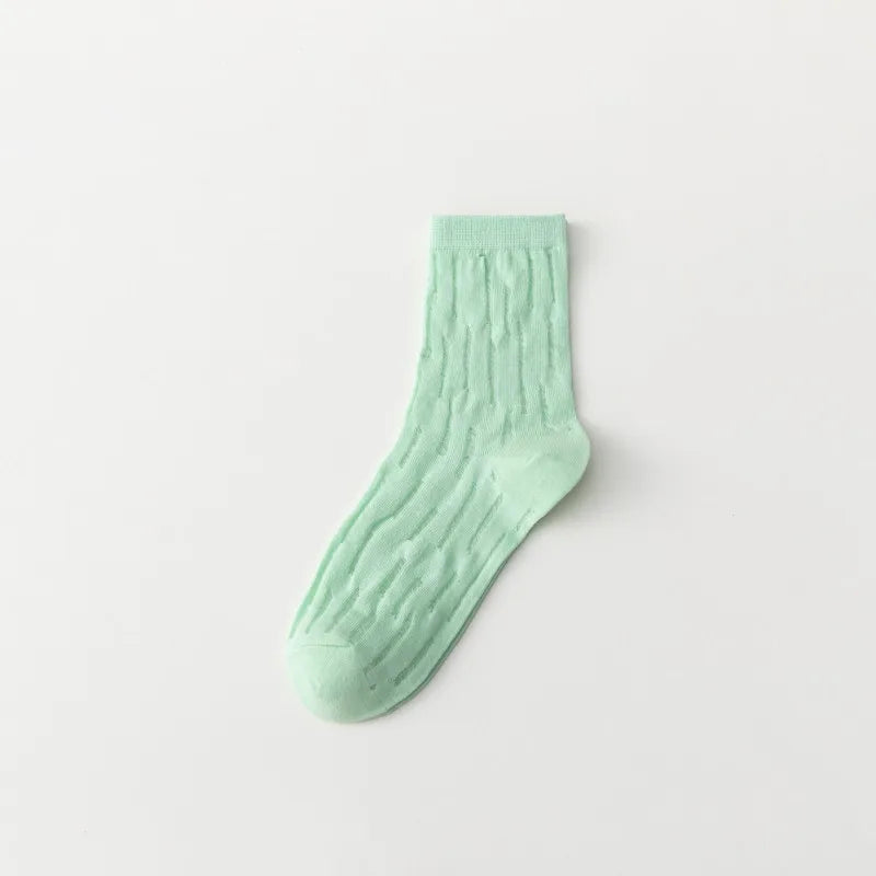 Lbsfy Women's Socks Cotton Mesh Middle Tube Summer Breathable Thin Japanese Style Solid Color Harajuku Short Crew Socks For Girls Gift