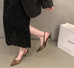 LBSFY  Summer Leopard Print Women Sandals Fashion Pointed Toe Singbacks Pumps Ladies Party Dress Female Shoes