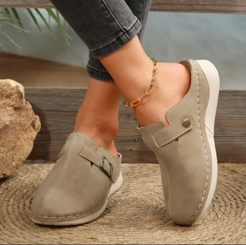 LBSFY -Large Size 42 Baotou Half Slippers for Women Spring Summer Shoes New Fashion Casual Solid Lightweight Outside Wear Slipper