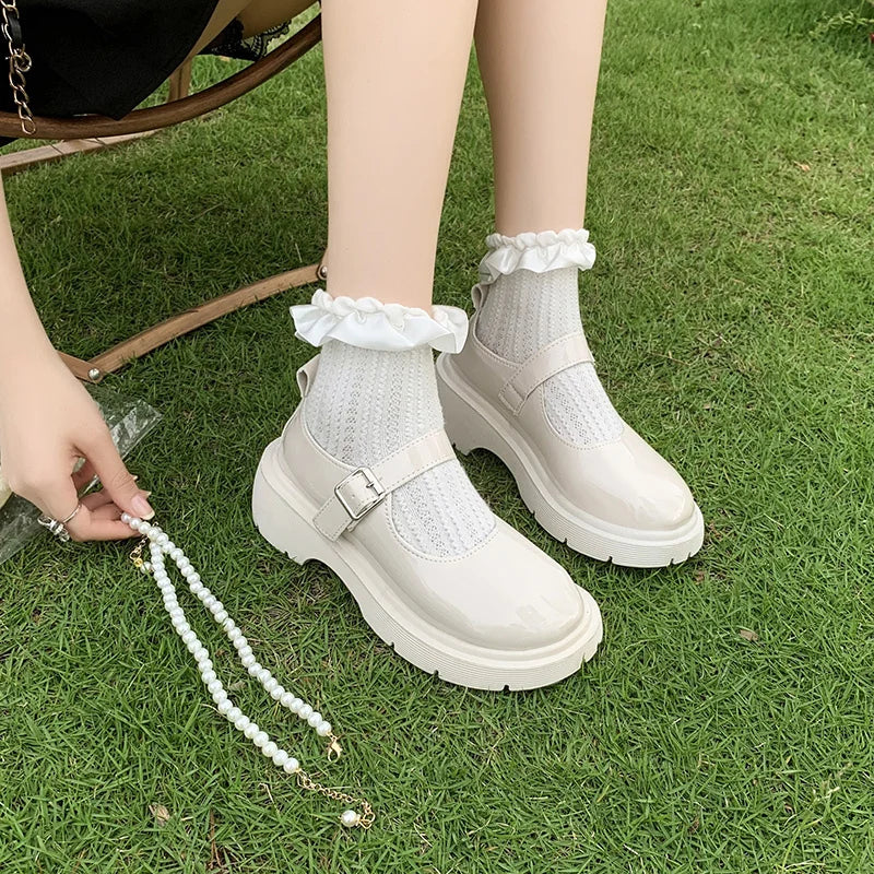 LBSFY -Women's Luxury Beaded Mary Jane Leather Shoes Spring/Autumn Fashion Comfortable Elegant Flat Black Walking Shoes Zapatos Mujer
