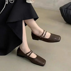 LBSFY -New Square Toe Comfortable Casual and Versatile Spring and Summer Flat Shoes Elegant and Fashionable Retro Women's Shoes
