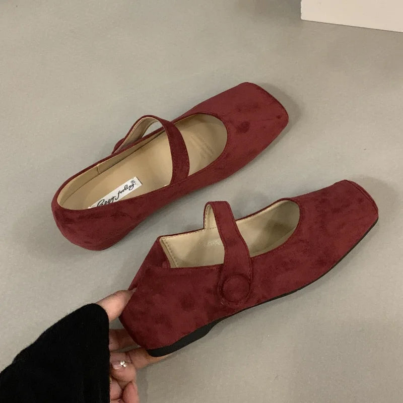 LBSFY  -Spring Brand Women Flats  Soft Leather Eelgant Dress Shoes Square Toe Shallow Slip On Ladies Casual Ballet Shoes