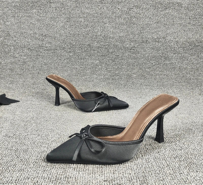 LBSFY - Summer High Heel Women Slippers Fashion Pointed Toe Muels Shoes Ladies Elegant Party Dress Sandalias