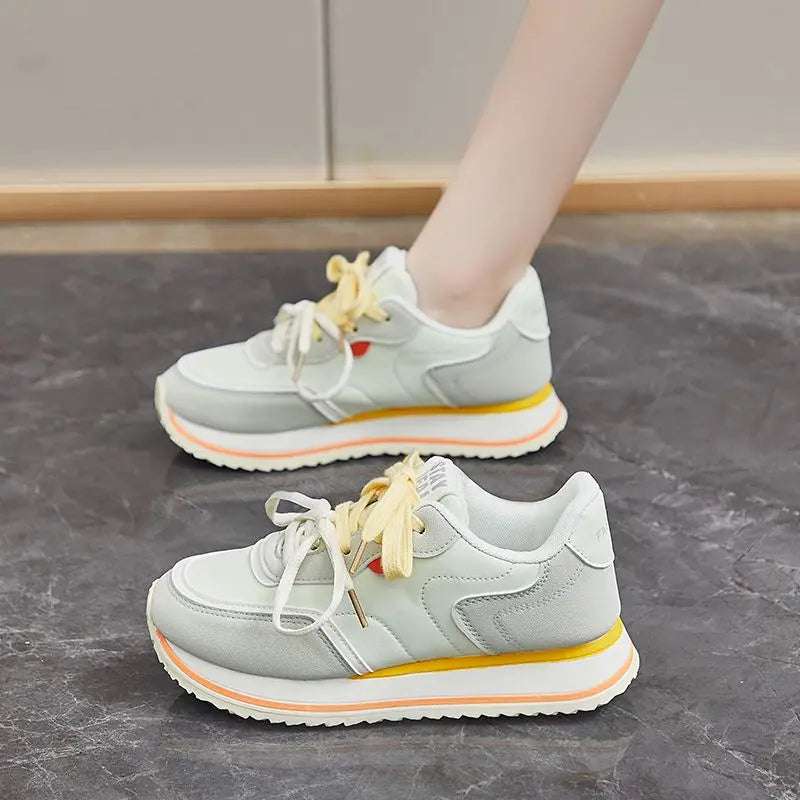 LBSFY  -  Yellow Platform Sports Shoes Woman Designer Fashion Niche Mixed Color Women Sneakers Casual Lace-up Female Sneakers