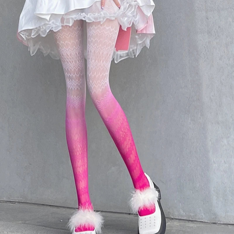 Lbsfy Gradient Female Thin Tights Fashion Lolita Cosplay Girls Pantyhose Women Candy Colors Long Stockings Summer Colorful Leggings