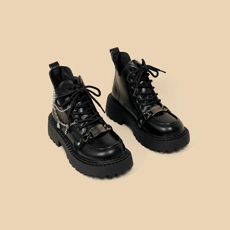 LBSFY  -   Design Fashion Ladies Platform Boots for Girls Female Students Kawaii Black Ankle Boots Women