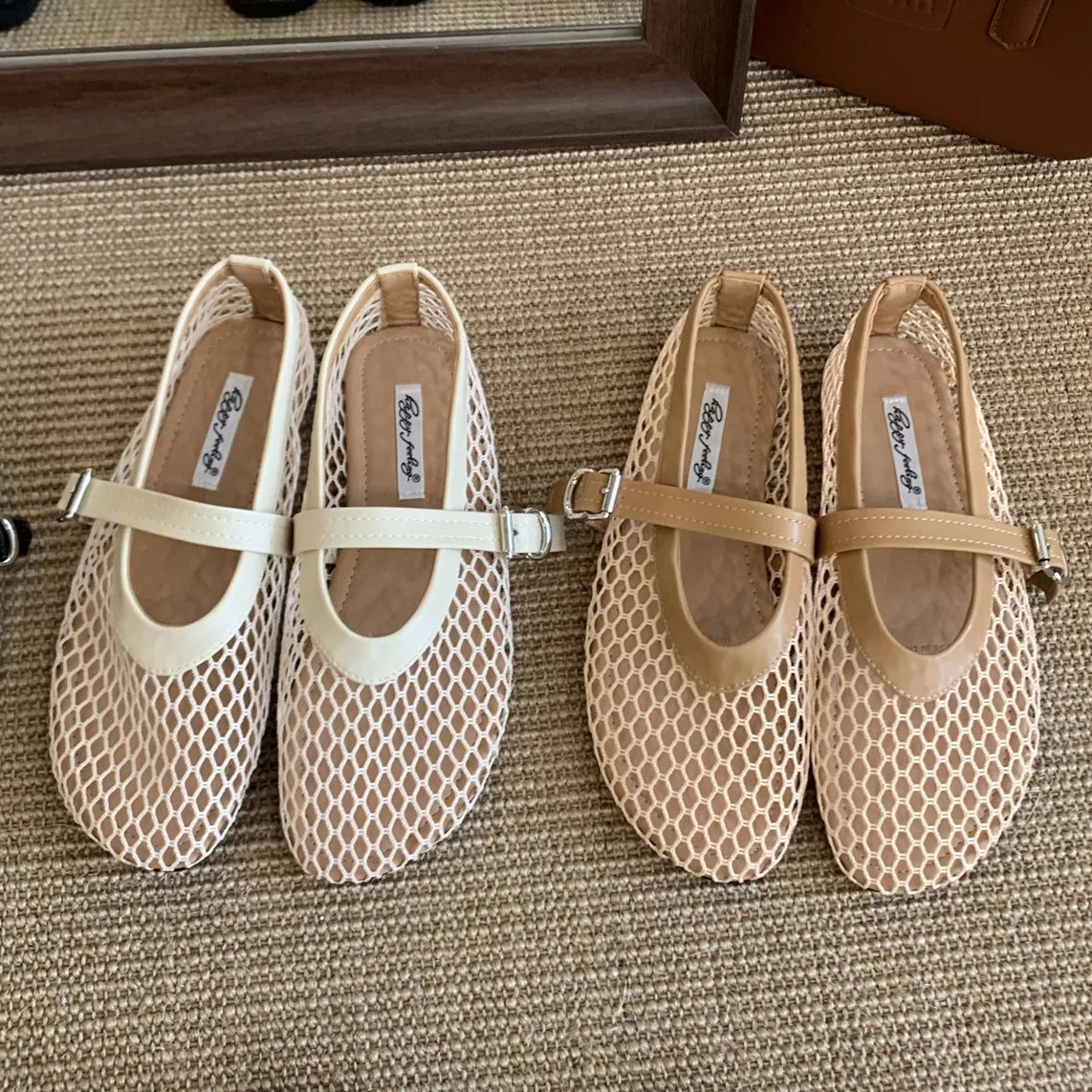 LBSFY  -New Women Flats Summer Wear Round Toe Straight Buckles Casual and Comfortable Flats Cut-out Mary Jane Single Shoes