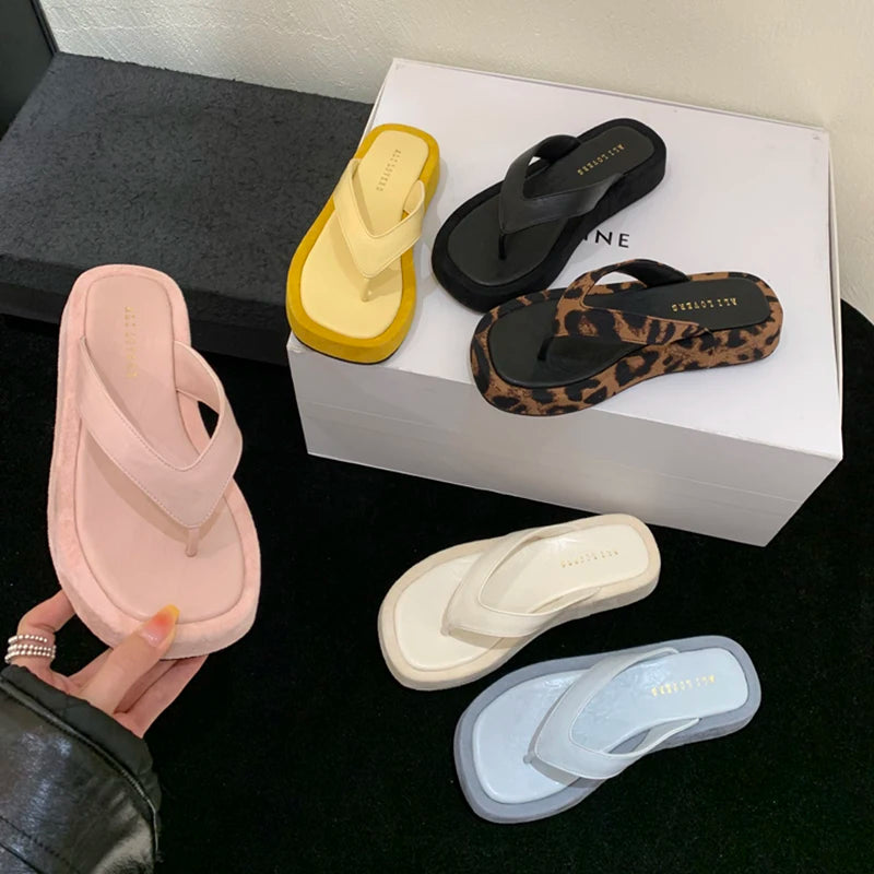 LBSFY  Summer Women Casual Clip Toe Slippers Comfort Platform Flats Beach Vacation Slides Flip Flops Shoes Zapatos De Mujer