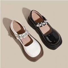 LBSFY  -  Size 33-43 Thick Bottom Mary Jane Patent Leather Shoes Women 5cm Low Heels Shoes